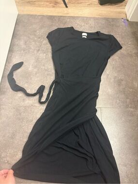 Wilfred Black Midi Wrap Dress